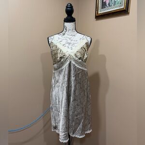 Lace-Trim Satin Slip Babyboll Nightdress Multi-Patterned Secret Treasures L